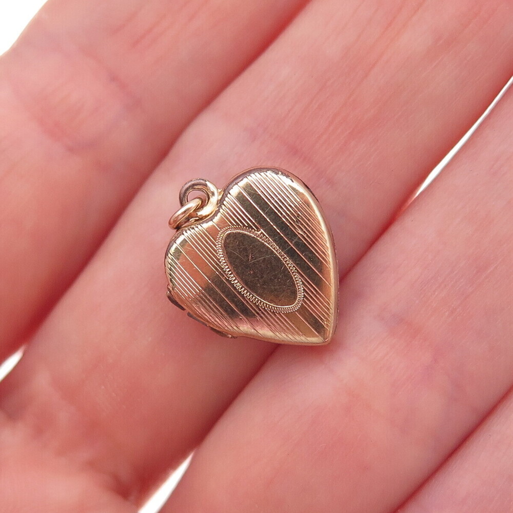 Henry F Barrows 1/20 12K Gold Filled Antique Art Deco Heart Locket Charm Pendant